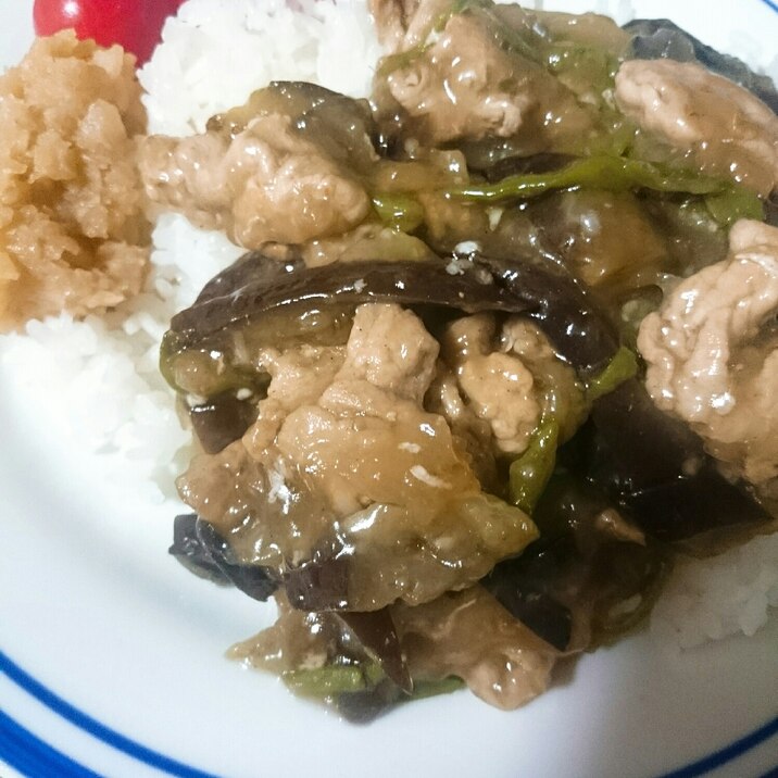 夏野菜ナスの中華丼(*ฅ́˘ฅ̀*)♡